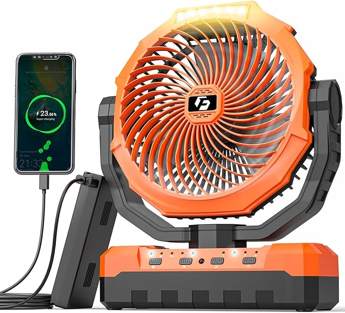 3-in-1 Camping Fan - Detachable Rechargeable